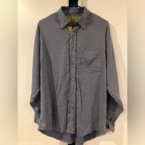 Bugatchi uomo men’s purple and green striped dress shirt, sz L